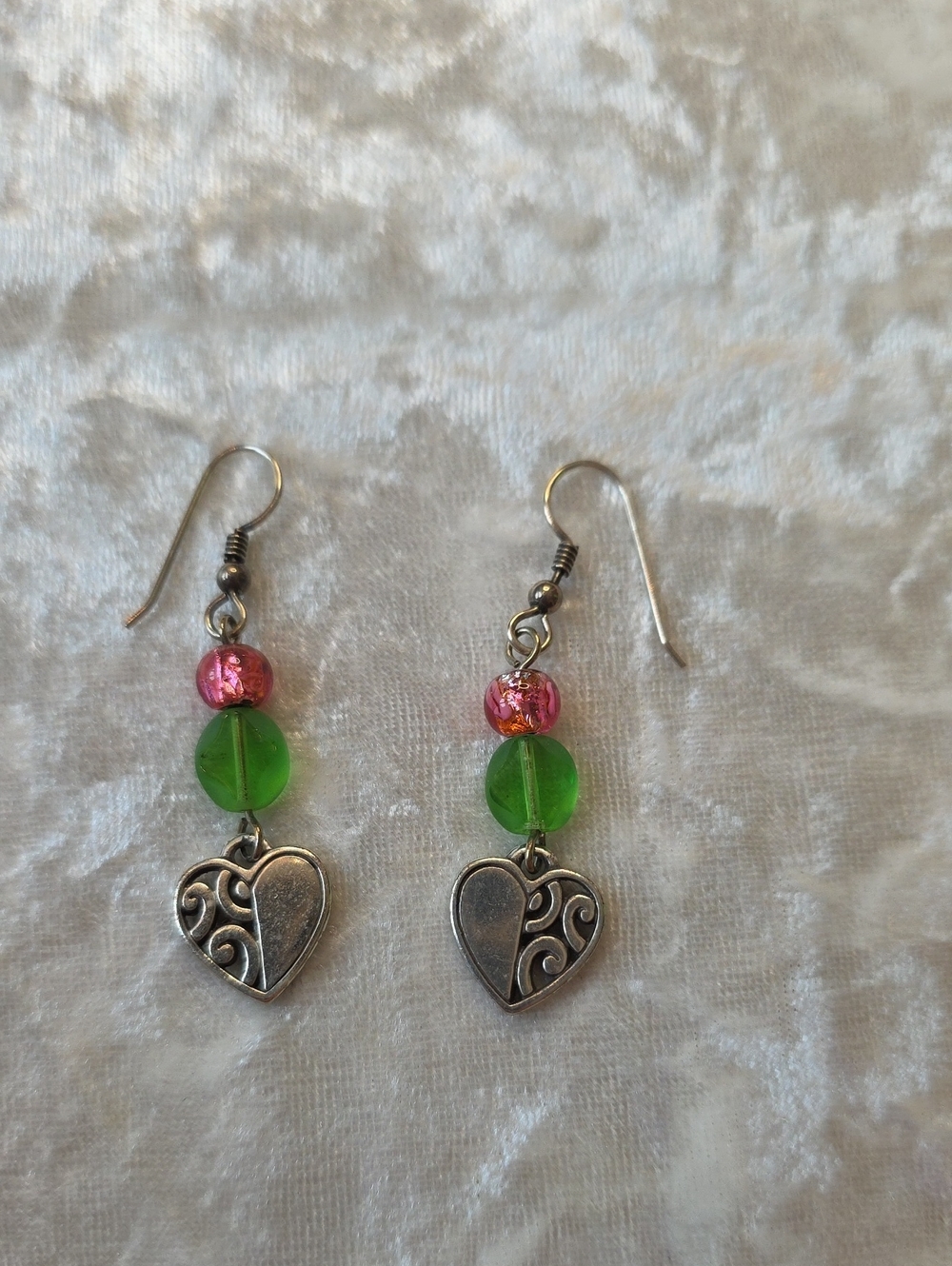 Brighton Vintage Decal Heart Feminine Beaded Earrings